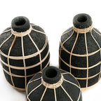 Vase en terre cuite et rotin noir 19 cm décoratif
