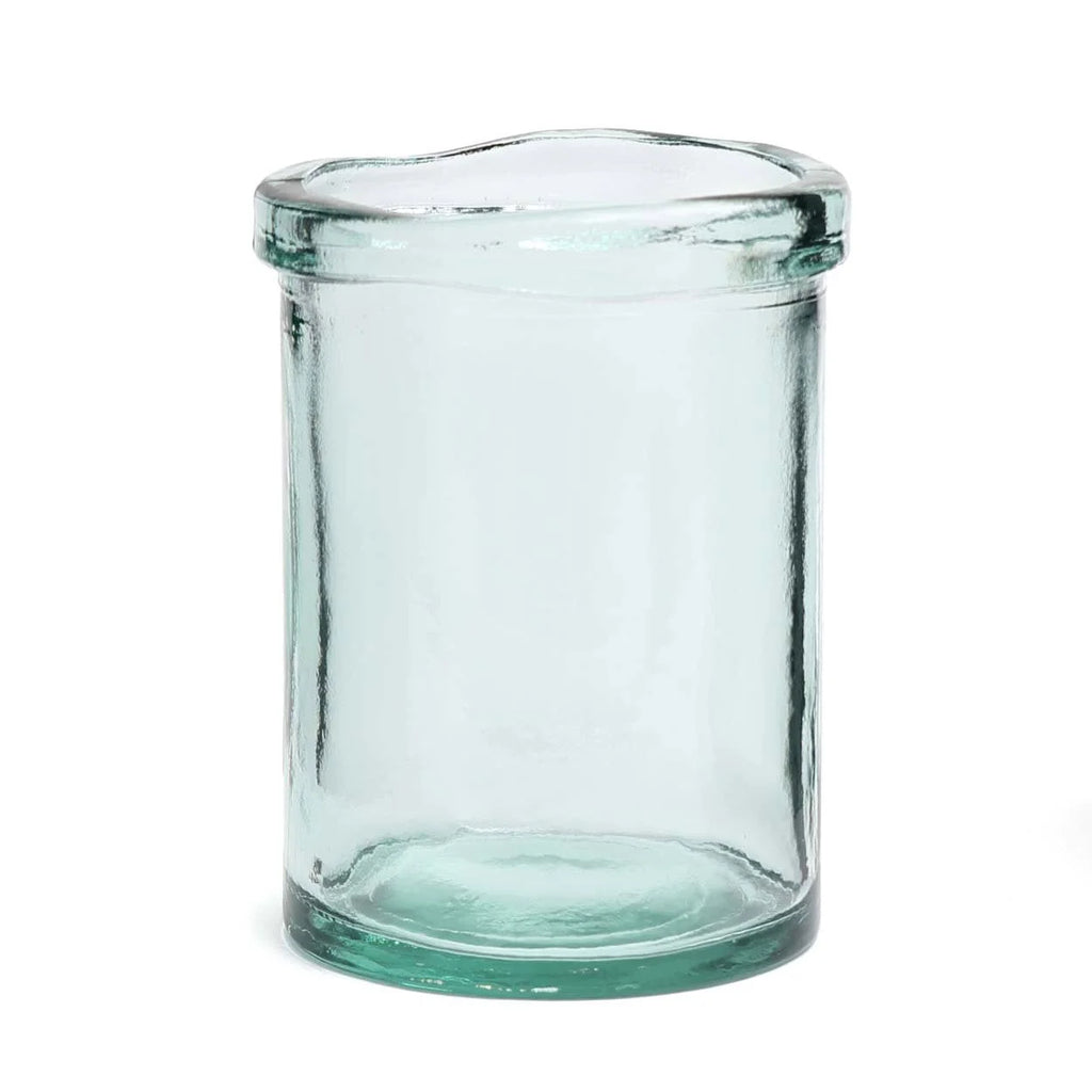 Vase en verre recyclé bleu 20 cm au design épuré
