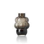 Vase en verre recyclé gris fumé forme bulbe sculptée H21 cm