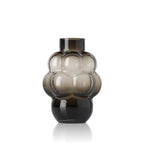 Vase en verre recyclé gris fumé forme bulle sculptée H25 cm