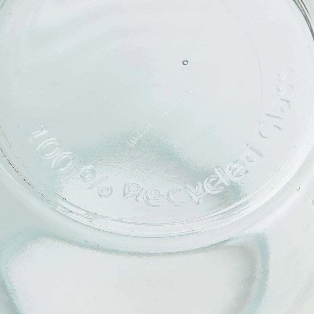 Vase en verre recyclé transparent arrondi moderne bleu – H35 cm