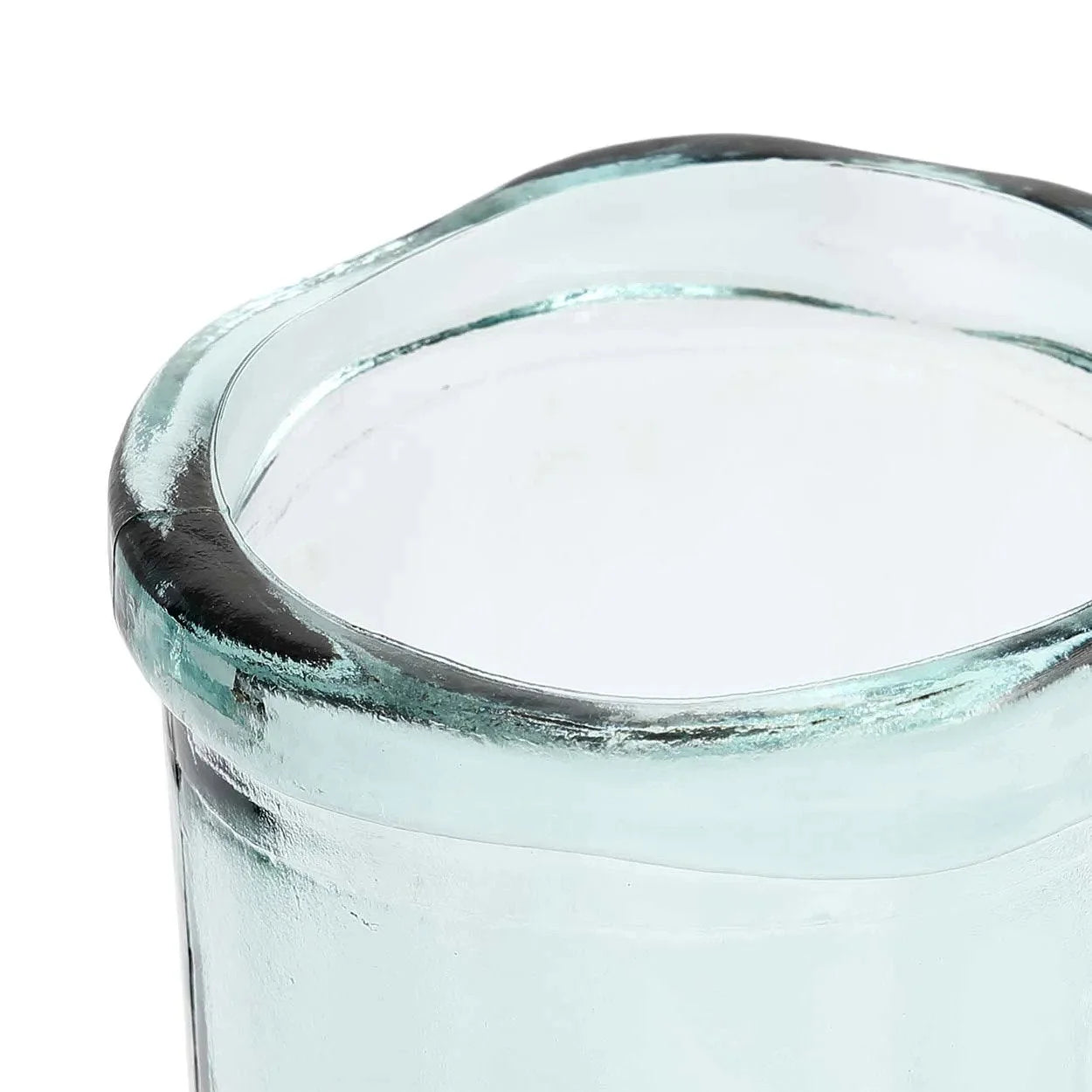 Vase en verre recyclé vert aqua col ondulé H28 cm en verre clair