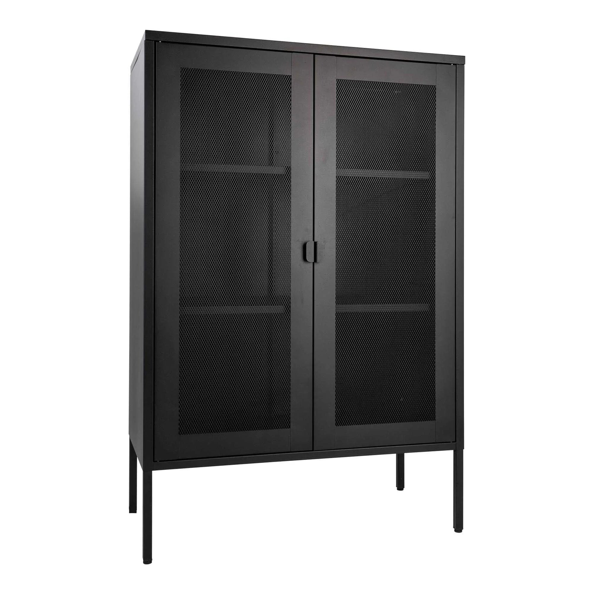 Vitrine en métal noir ajouré à portes grillagées 80x40 cm