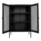 Vitrine en métal noir ajouré à portes grillagées 80x40 cm